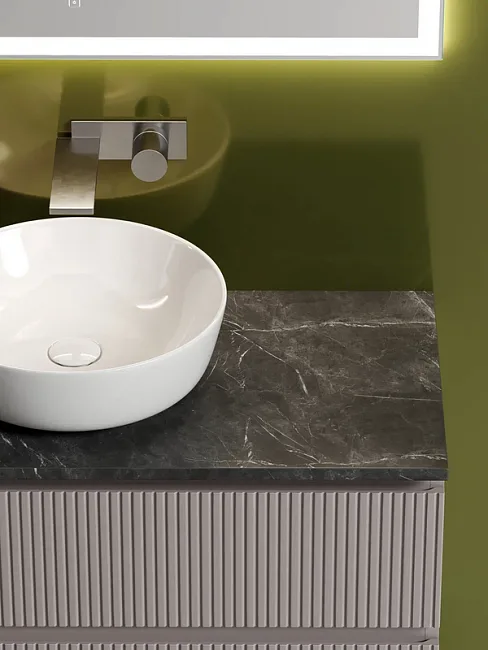 Тумба под раковину со столешницей Sancos Snob T 100 doha soft, столешница черный мрамор Sancos — Оригинал