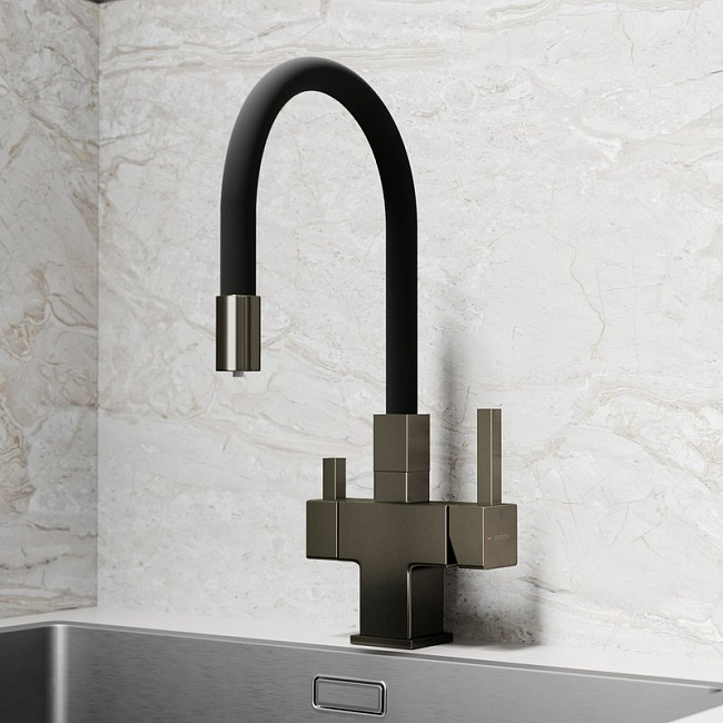 Смеситель для кухни Sancos Arno SC4005GG с гибким изливом, вороненая сталь Sancos — Оригинал