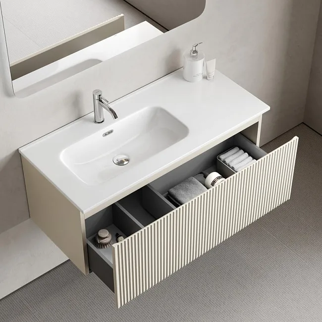 Тумба под раковину Sancos Snob R 1.0 100 подвесная Beige soft (капучино), SNR1.0100LCE Sancos — Оригинал