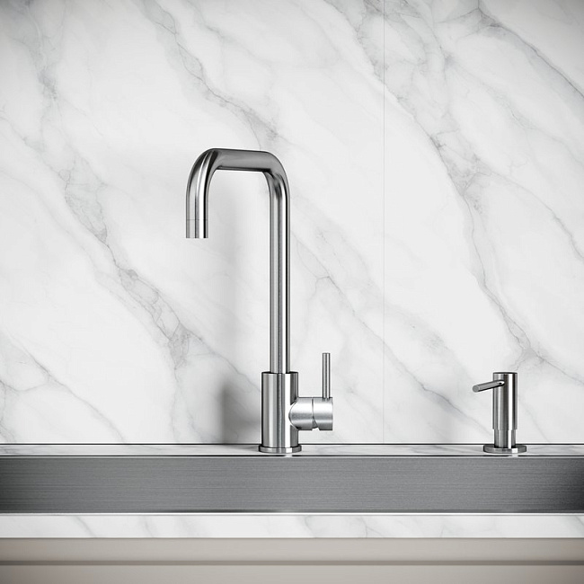 Смеситель для кухни Sancos Stainless, с поворотным Г изливом, нержавеющая сталь, SC12002SS Sancos — Оригинал
