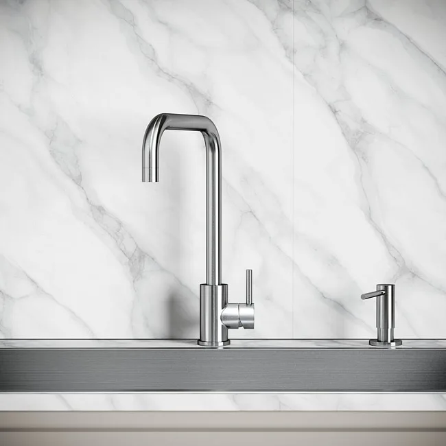 Смеситель для кухни Sancos Stainless, с поворотным Г изливом, нержавеющая сталь, SC12002SS Sancos — Оригинал