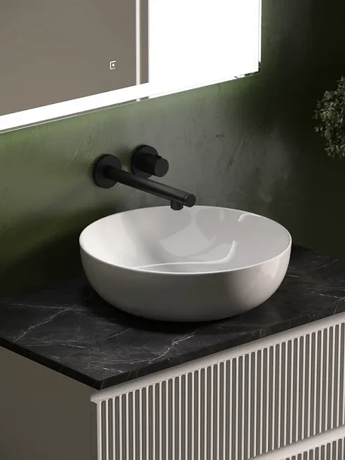 Тумба под раковину со столешницей Sancos Snob R 100 bianco, столешница черный мрамор Sancos — Оригинал