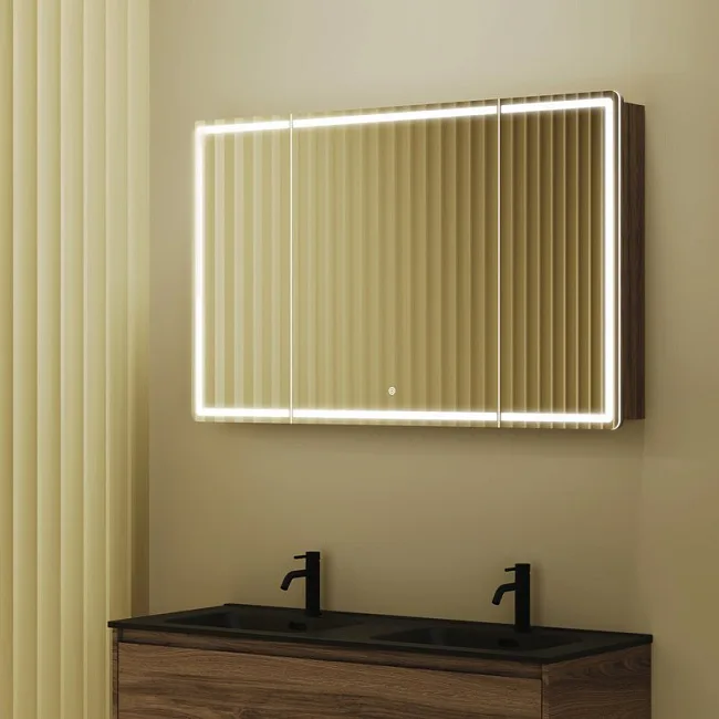 Зеркало-шкаф Sancos Mirror 120 с подсветкой, дуб чарльстон Sancos — Оригинал