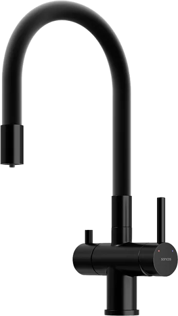 Смеситель для кухни Sancos Lucia SC4004MB с гибким изливом, черный матовый Sancos — Оригинал