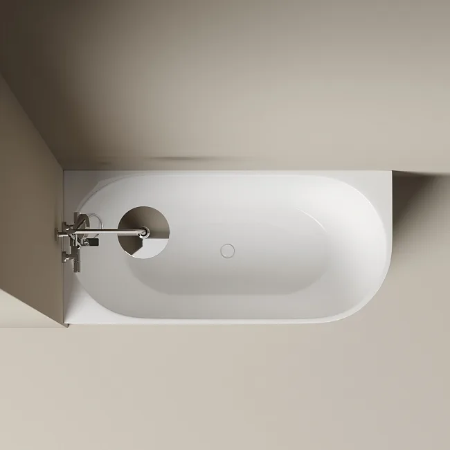 Акриловая ванна Sancos Грань (Edge) FB23L 170x80 см, угловая, левая, белая, со сливом-переливом Sancos — Оригинал