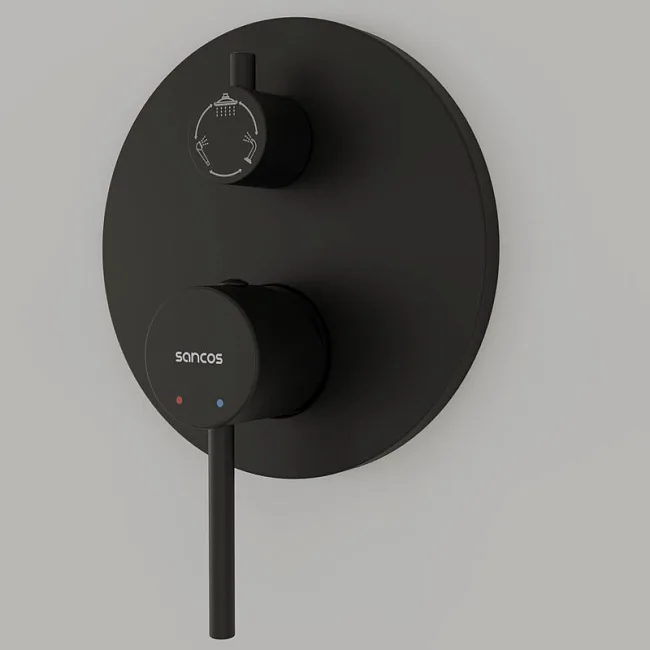 Душевой комплект Sancos Select SC3004MB черный матовый, С ВНУТРЕННЕЙ ЧАСТЬЮ Sancos — Оригинал