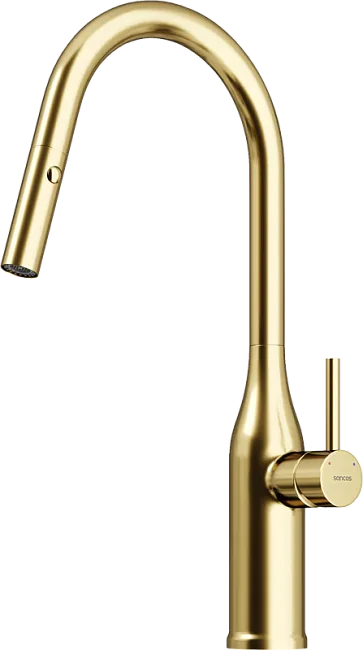 Смеситель для кухни Sancos Grand SC4002BG с вытяжным изливом, брашированное золото Sancos — Оригинал