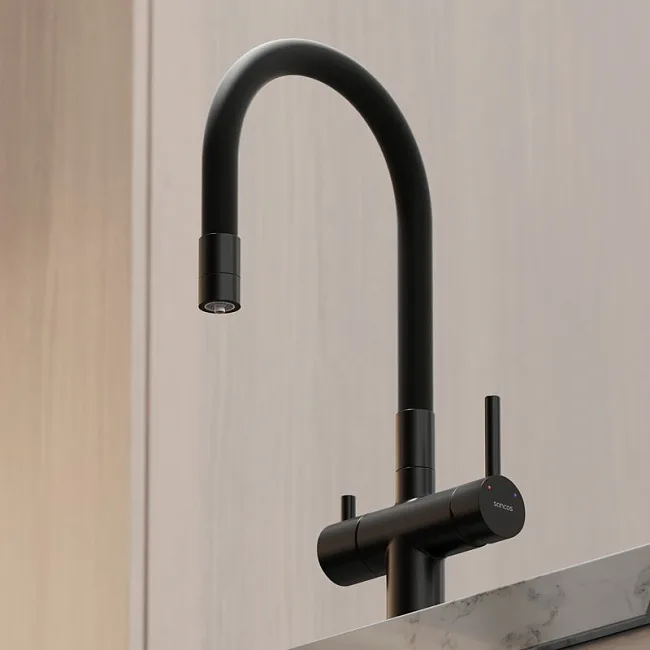 Смеситель для кухни Sancos Lucia SC4004MB с гибким изливом, черный матовый Sancos — Оригинал