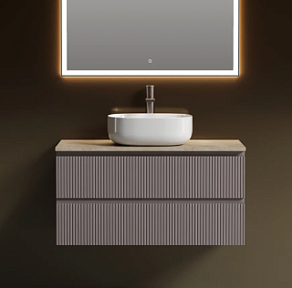 Тумба с раковиной Sancos Snob T 100 см, doha soft, столешница бежевая, раковина CN6018