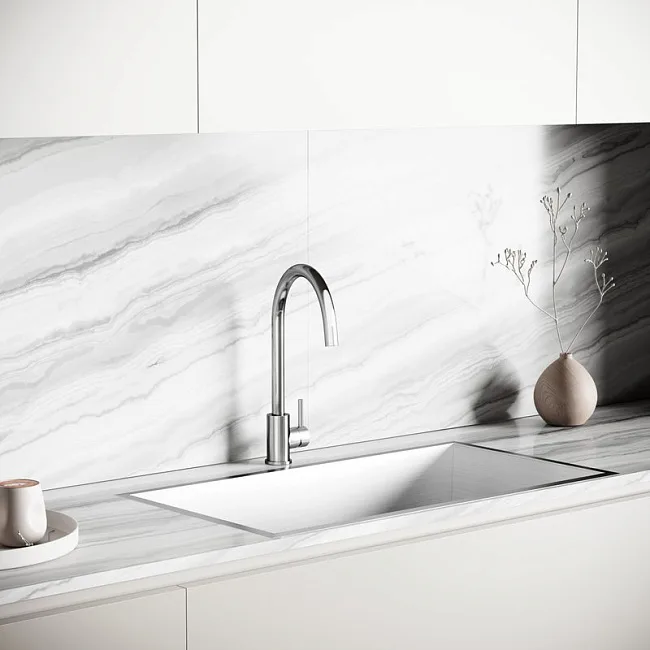 Смеситель для кухни Sancos Stainless, с поворотным R изливом, нержавеющая сталь SC12001SS Sancos — Оригинал