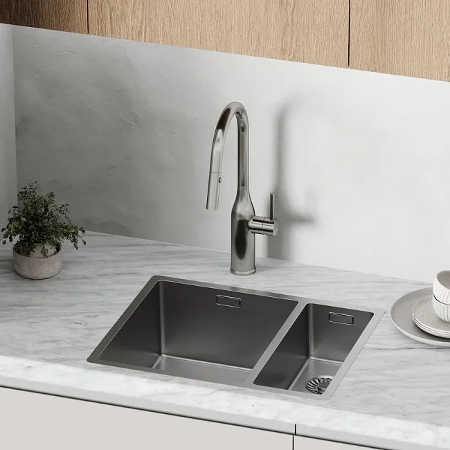 Смеситель для кухни Sancos Grand SC4002BNG с вытяжным изливом, нержавеющая сталь Sancos — Оригинал