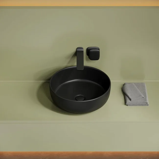 Накладная раковина Ceramicanova Taycan CN12003MB 37х37 матовая черная Sancos — Оригинал