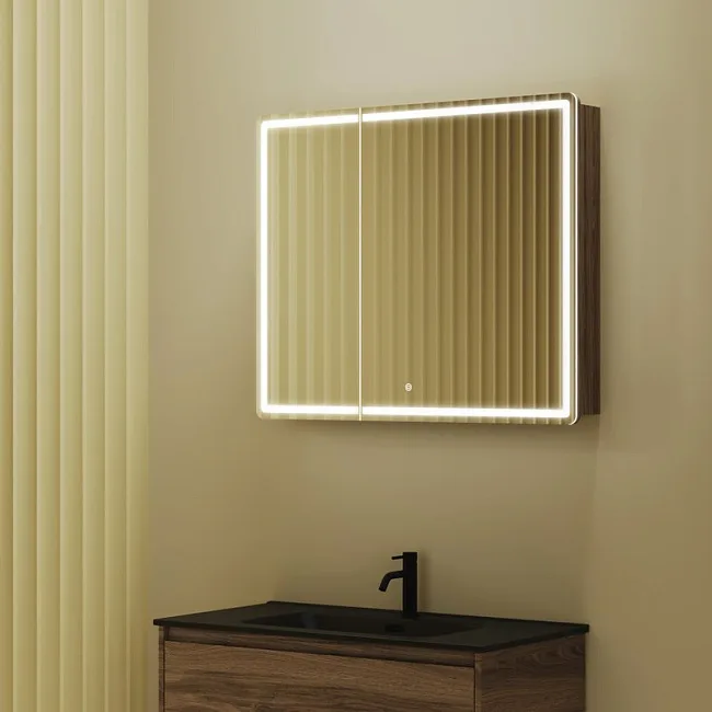 Зеркало-шкаф Sancos Mirror 90 с подсветкой, дуб чарльстон Sancos — Оригинал