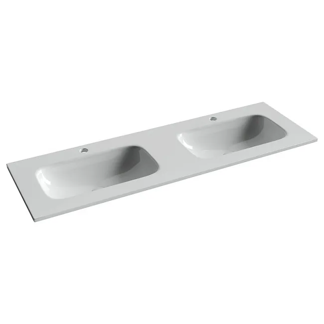 Мебельная раковина Ceramicanova Grace прямоугольная 141см с двумя чашами и отверстиями под смеситель CN7022 Sancos — Оригинал