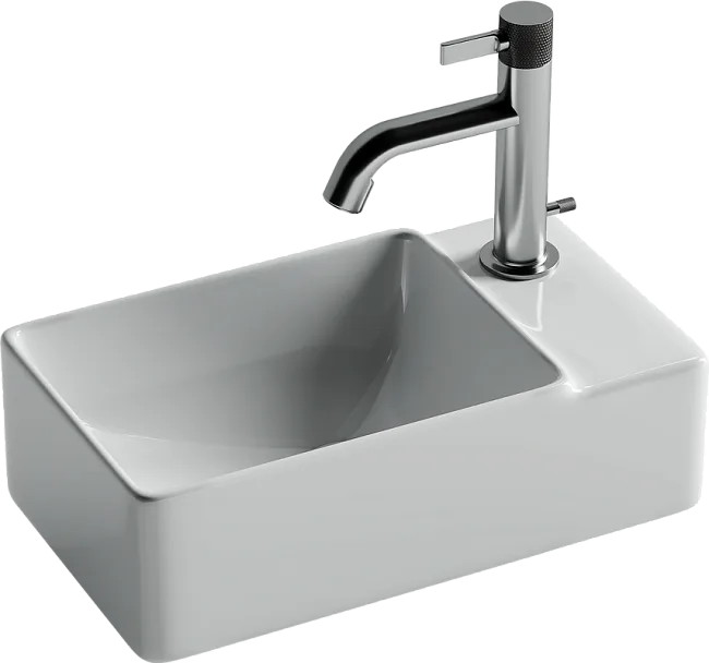 Раковина маленькая в туалет Ceramicanova Element CN5045 R белый глянцевый Sancos — Оригинал
