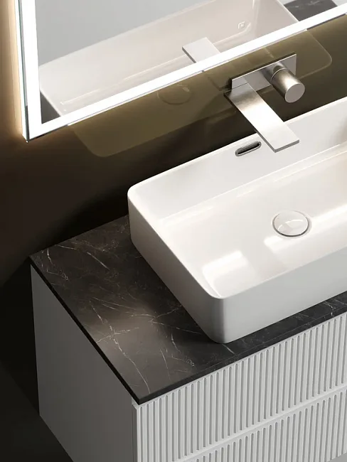 Тумба под раковину со столешницей Sancos Snob T 100 bianco, столешница черный мрамор Sancos — Оригинал