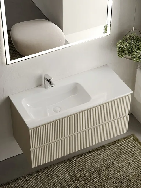 Тумба под раковину Sancos Snob R 100 подвесная Beige soft (капучино), SNR100LCE Sancos — Оригинал