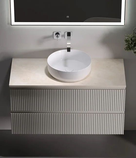 Тумба под раковину со столешницей Sancos Snob R 100 beige soft, столешница бежевая Sancos — Оригинал
