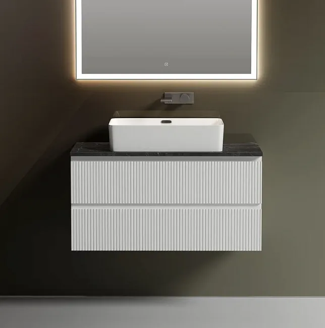 Тумба под раковину со столешницей Sancos Snob T 100 bianco, столешница черный мрамор Sancos — Оригинал
