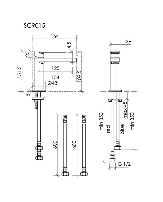Смеситель для раковины Sancos Studio, брашированное золото, PVD покрытие, SC9015BG Sancos — Оригинал