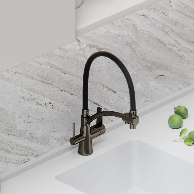 Смеситель для кухни Sancos Eri SC4001GG с гибким изливом, вороненая сталь Sancos — Оригинал