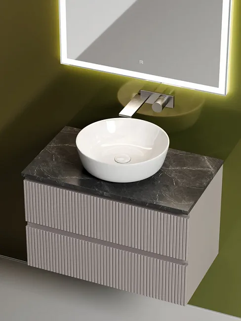 Тумба под раковину со столешницей Sancos Snob T 80 doha soft, столешница черный мрамор Sancos — Оригинал