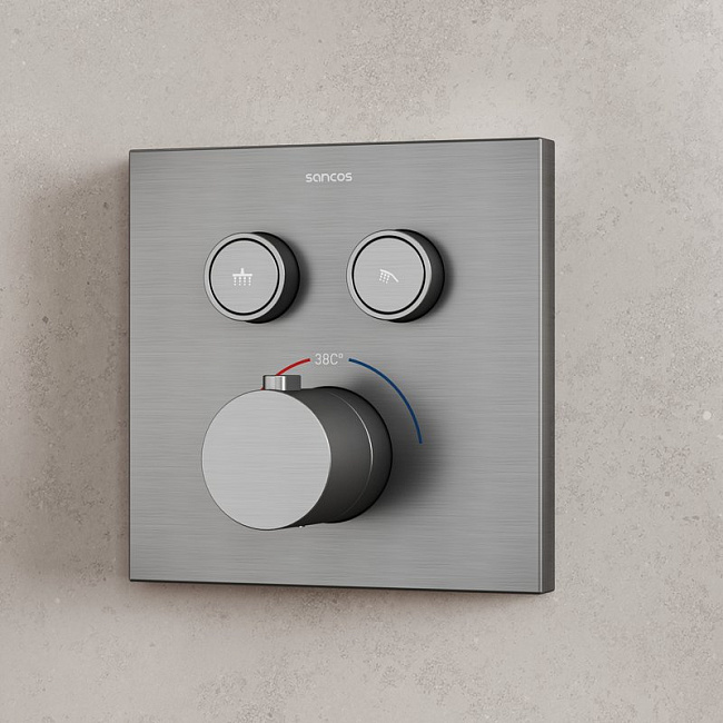 Душевой комплект Sancos Linn SC9022GG С ВНУТРЕННЕЙ ЧАСТЬЮ, вороненая сталь Sancos — Оригинал