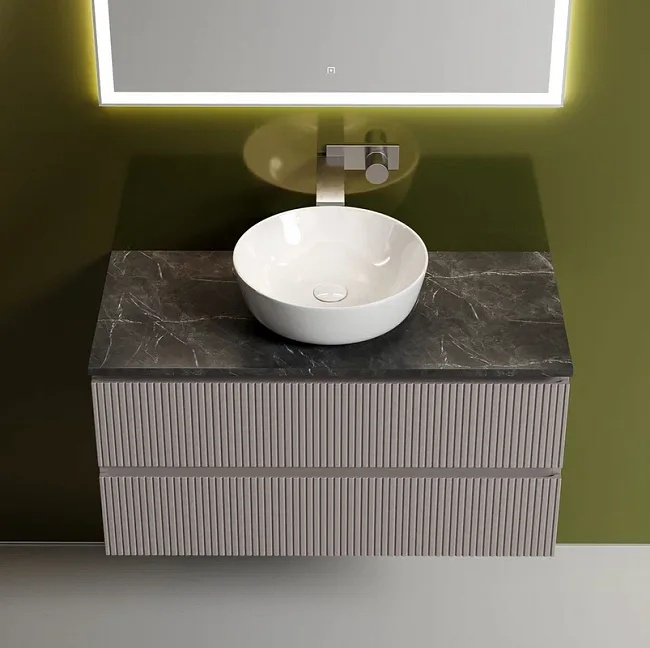 Тумба под раковину со столешницей Sancos Snob T 100 doha soft, столешница черный мрамор Sancos — Оригинал