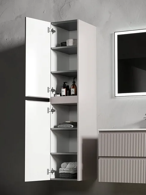 Шкаф-пенал для ванной Sancos Snob R 35 см, универсальный, Doha soft (пыльная роза) Sancos — Оригинал