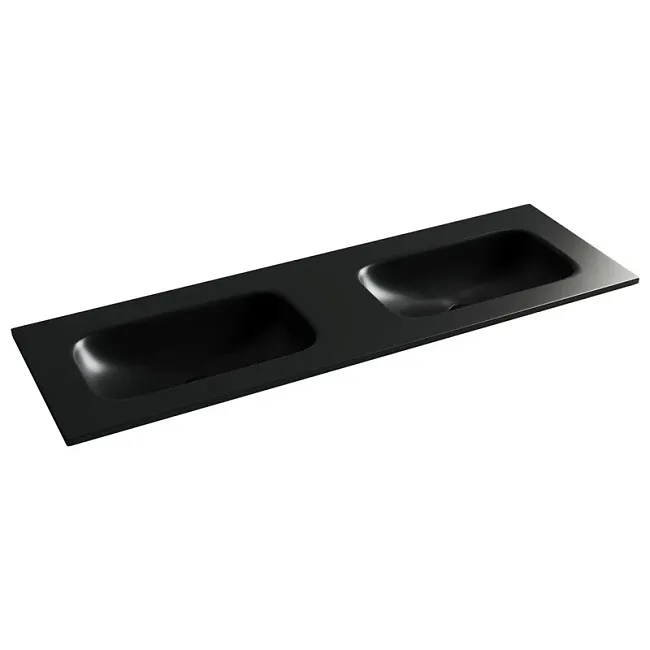 Мебельная раковина Ceramicanova Grace прямоугольная 141см с двумя чашами и отверстиями под смеситель черный матовый CN7022MBwx Sancos — Оригинал