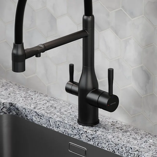 Смеситель для кухни Sancos Garda SC4009MB с гибким изливом, матовый черный Sancos — Оригинал