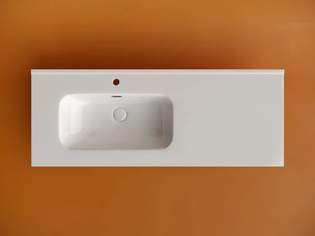 Раковина накладная мебельная Ceramicanova Element прямоугольная 121 см с чашей слева с отверстием под смеситель цвет белый CN7006L Sancos — Оригинал