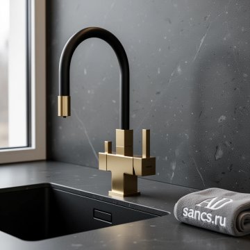 Смеситель для кухни Sancos Arno SC4005BG с гибким изливом, брашированное золото