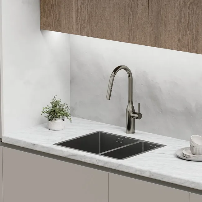 Смеситель для кухни Sancos Grand SC4002GG с вытяжным изливом, вороненая сталь Sancos — Оригинал