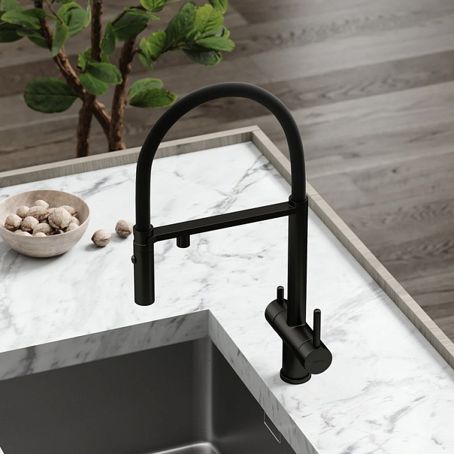 Смеситель для кухни Sancos Imola SC4010MB с гибким изливом, черный матовый Sancos — Оригинал