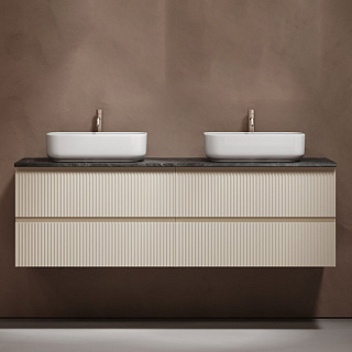 Тумба с раковиной Sancos Snob R 160 beige soft, столешница черный мрамор TT160A1X, раковина CN5043