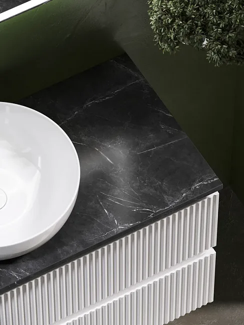 Тумба под раковину со столешницей Sancos Snob R 100 bianco, столешница черный мрамор Sancos — Оригинал