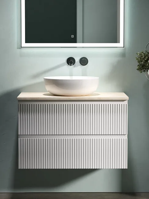 Тумба под раковину со столешницей Sancos Snob R 80 bianco, столешница бежевая Sancos — Оригинал