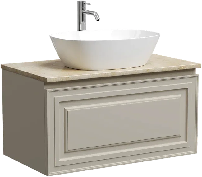 Тумба с раковиной Sancos Very 80 см, beige soft, столешница бежевая, раковина CN5005 Sancos — Оригинал
