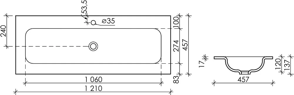 Мебельная раковина Ceramicanova Grace CN7017 120 Sancos — официальный сайт