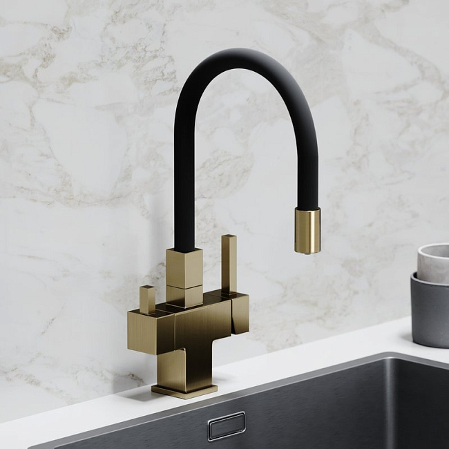 Смеситель для кухни Sancos Arno SC4005BG с гибким изливом, брашированное золото Sancos — Оригинал