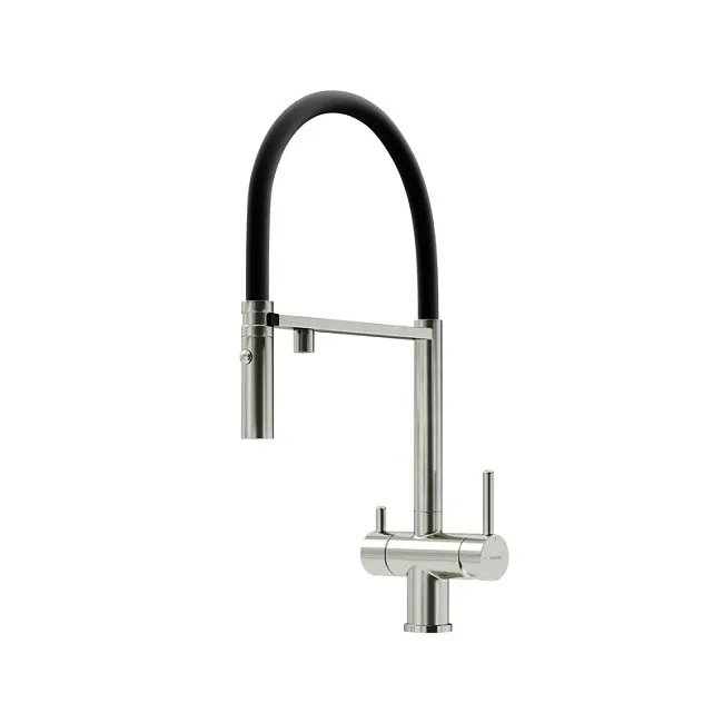 Смеситель для кухни гибкий с фильтром для питьевой воды SC4010BNbh, брашированный никель, черный Sancos — Оригинал