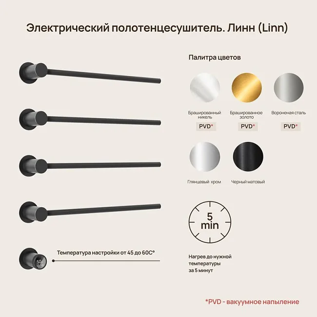 Полотенцесушитель электрический Sancos Linea, брашированное золото, SC14001BG Sancos — Оригинал