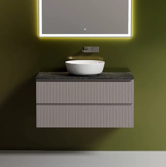 Тумба под раковину со столешницей Sancos Snob T 100 doha soft, столешница черный мрамор Sancos — Оригинал