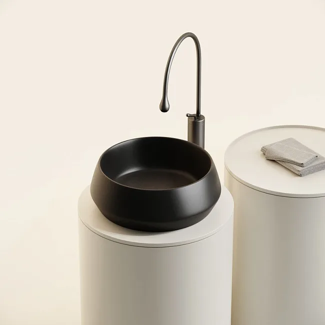 Раковина накладная Ceramicanova Maya круглая 40 см цвет черный матовый CN12004MB Sancos — Оригинал