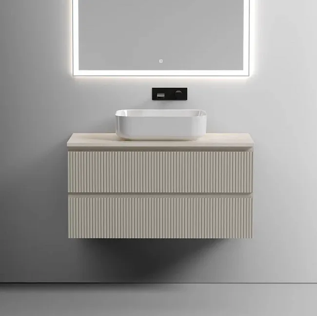 Тумба под раковину со столешницей Sancos Snob T 100 beige soft, столешница бежевая Sancos — Оригинал