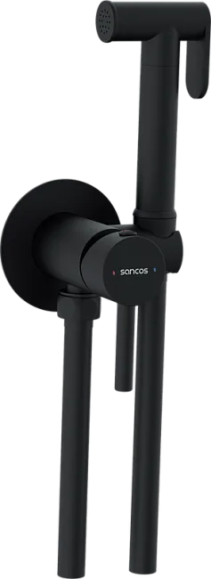 Гигиенический душ Sancos Start SC1001MB со смесителем, С ВНУТРЕННЕЙ ЧАСТЬЮ, черный матовый Sancos — Оригинал