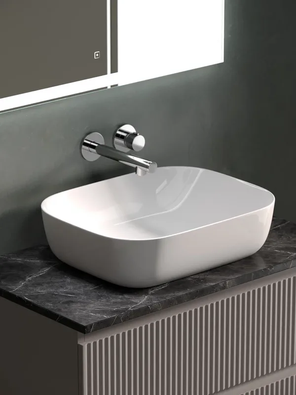Тумба под раковину со столешницей Sancos Snob R 80 doha soft, столешница черный мрамор Sancos — официальный сайт