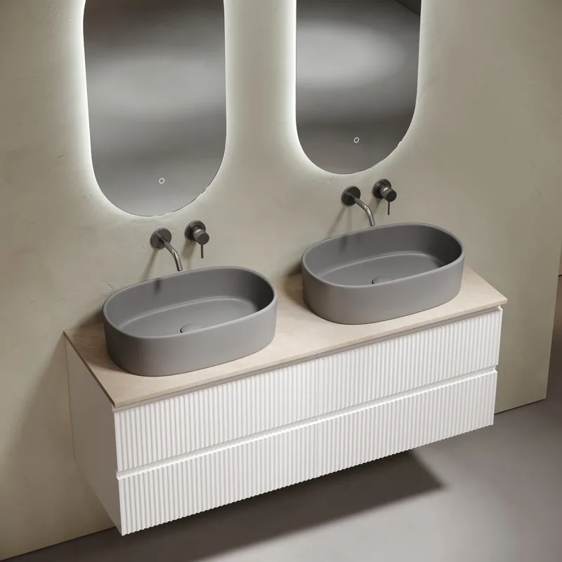 Тумба с раковиной Sancos Snob R 140 bianco, столешница бежевая TT140A2, раковина CN6048MH Sancos — официальный сайт