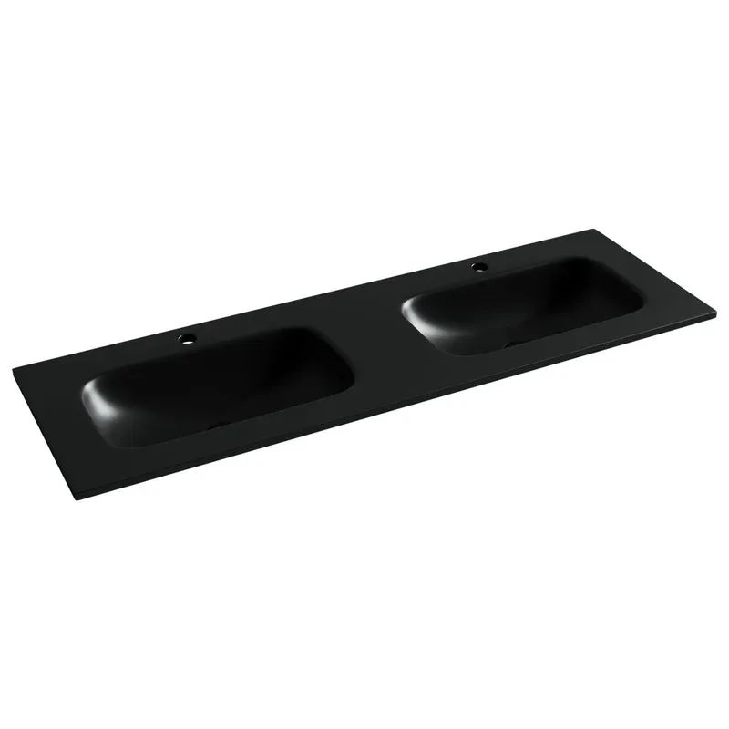 Мебельная раковина Ceramicanova Grace прямоугольная 141см с двумя чашами и отверстиями под смеситель CN7022MB Sancos — официальный сайт